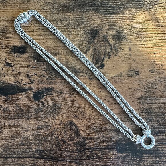 David Yurman Double Wheat Chain Diamond Necklace - 18" - Picture 1 of 15
